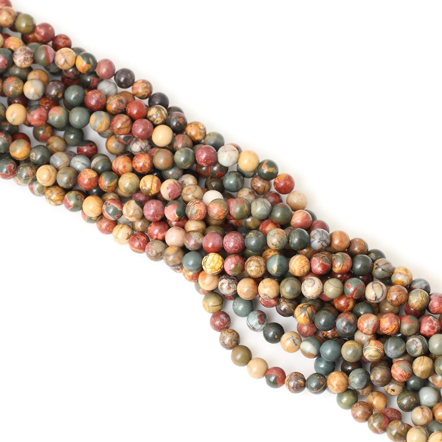 60PCS 6mm Natural Picasso Jasper Gemstone Round Loose Beads for Jewelry Making 1 Strand 15" - Image 4