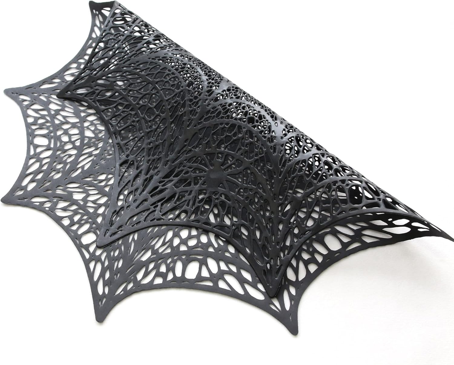 Vinyl Placemat Hollow Out Design, Set of 6, Functional Mat for Dining Table Durable Non-Slip, Halloween Black Spider Web