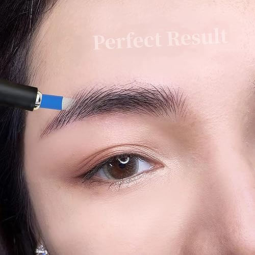 Miniatura 7 de Agujas de Microblading, 50 cuchillas desechables de microblading, agujas manuales de maquillaje permanente S14 de 0.008 in, agujas profesionales de