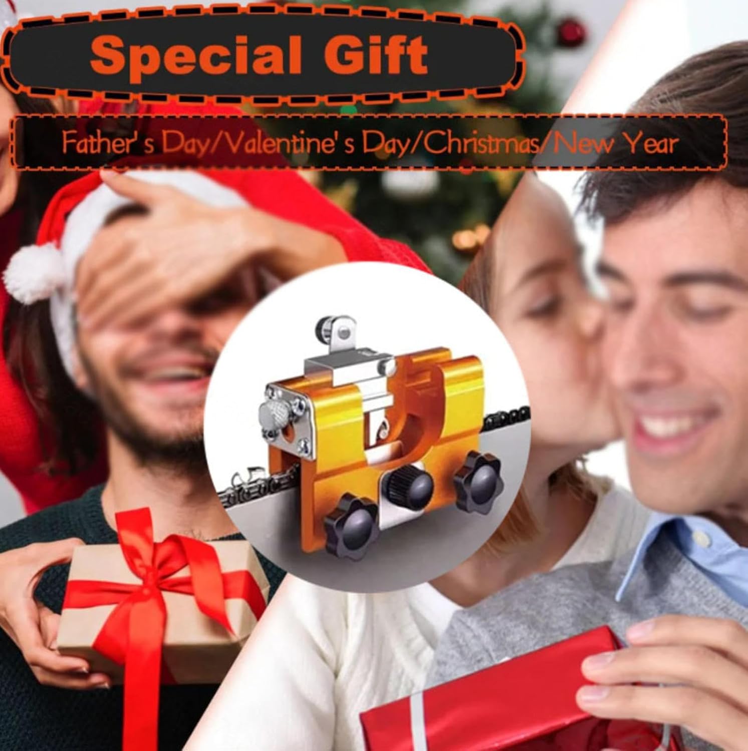 Chainsaw Sharpening Tool Clamp on Chainsaw Sharpener Chain Saw Sharpener Jig Kit Sharpeners with 3 Grinding Heads for All Kinds of Blade and Electric Saw