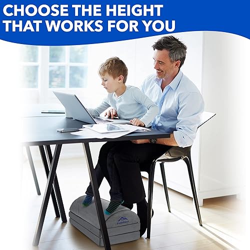 Miniatura 6 de EverRest Reposapiés debajo del escritorio para uso en la oficina, pies más cálidos, 3 alturas ajustables, taburete ergonómico alto para silla de
