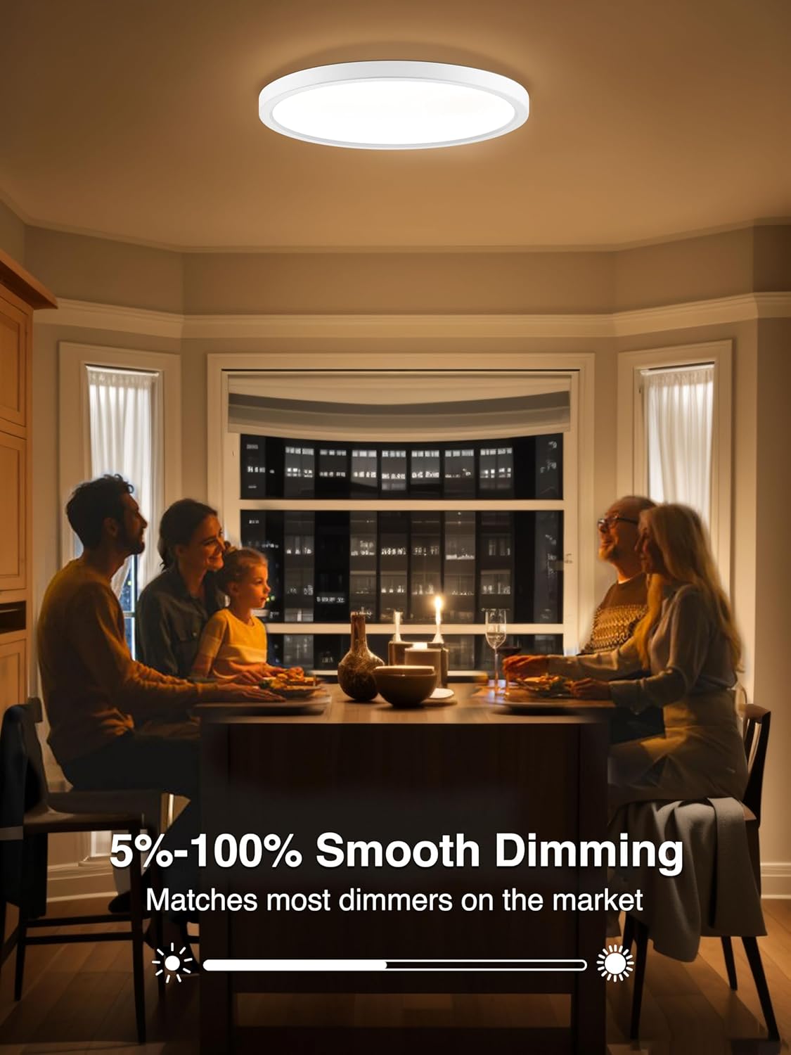 zouzai 3rd Gen Fireproof LED Flush Mount Ceiling Light, Dimmable 5CCT 2700K-6000K, 12 Inch 24W Ultra-Thin Round Lighting Fixture for Bedroom, lving Room, Bathroom, Kitchen, ETL Listed(12 inch 1 Pack)