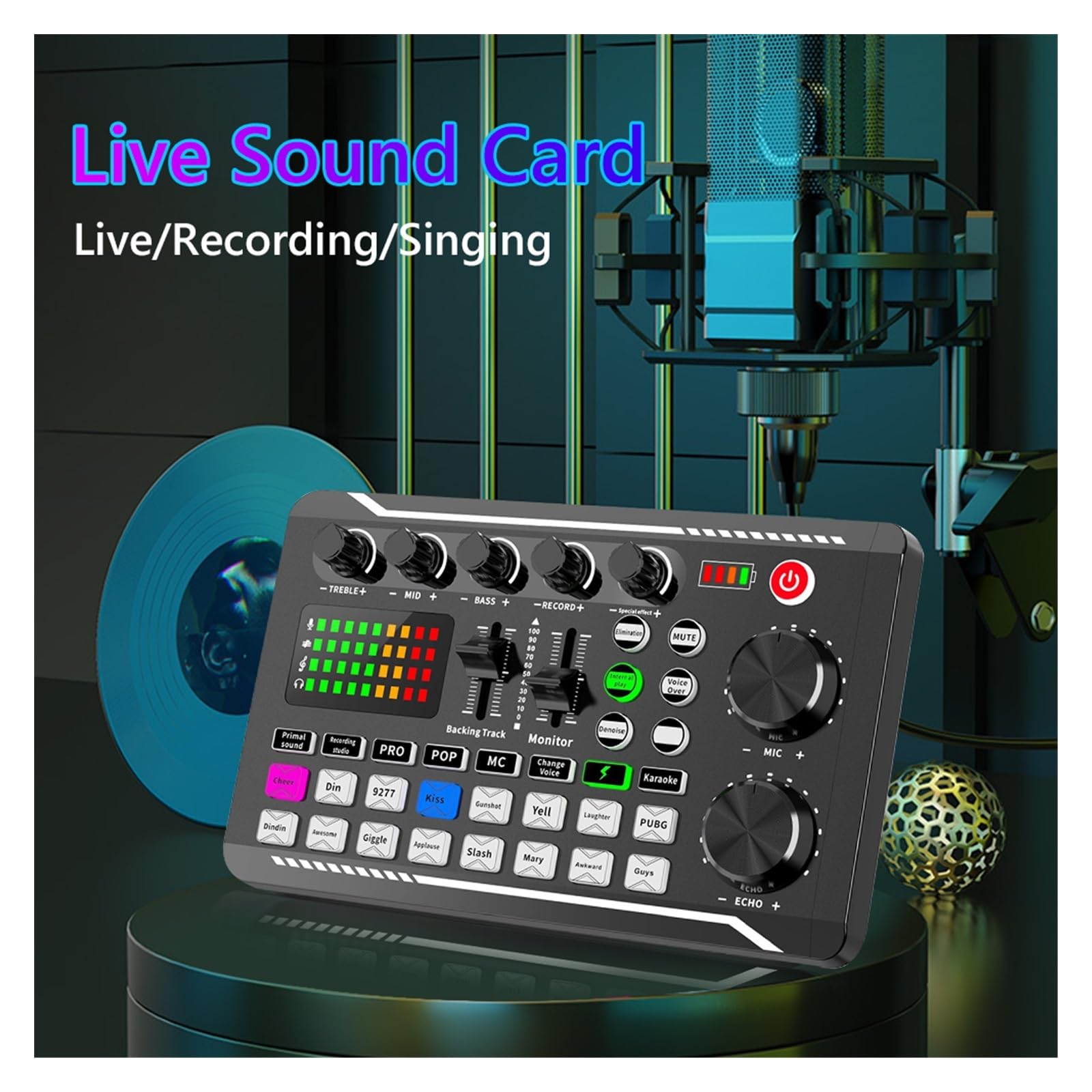 Kit scheda audio for registrazione da studio Registra audio dal vivo for computer con telefono via cavo Set mixer vocale for computer dal vivo(With Microphone)