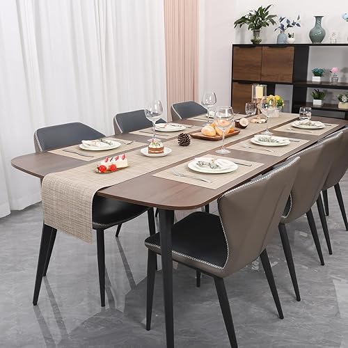 Miniatura 8 de Myir JUN Juego de 8 manteles individuales tejidos de vinilo, para interiores, lavables, antideslizantes, para mesa de comedor (color beige, juego de