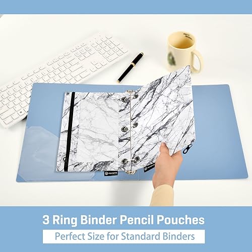 Miniatura 20 de Binder Pouch Purple Gold Shine Marble File Folder Sturdy Pencil Pouch for 3 Ring Binder Clear Window Office Desk Supplies Case Memento Holder with