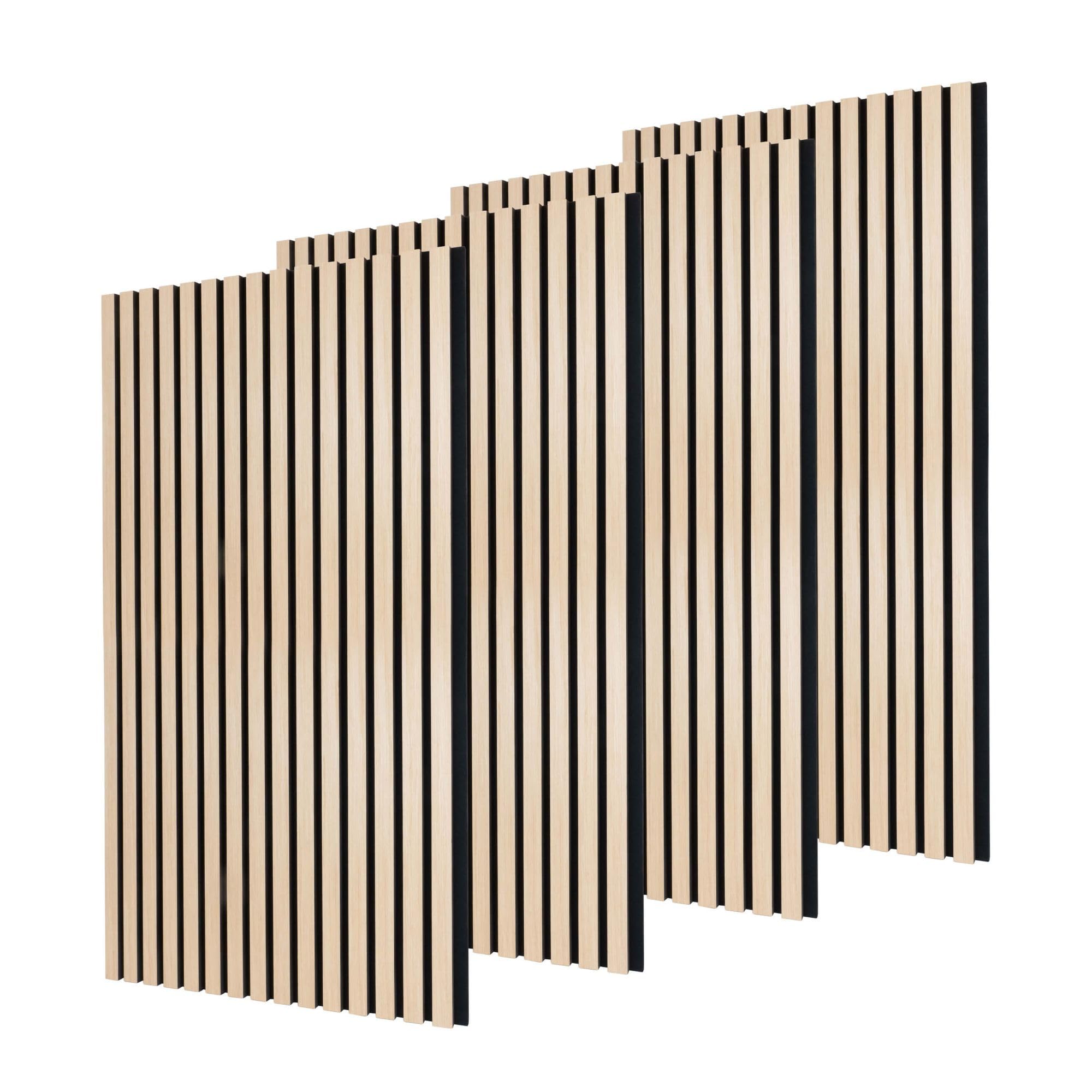 Dalsys Light Oak Pack Of 4 Wooden Acoustic Panels 120 X 60Cm, Wall Cladding Slat Panels With Sound Insulation