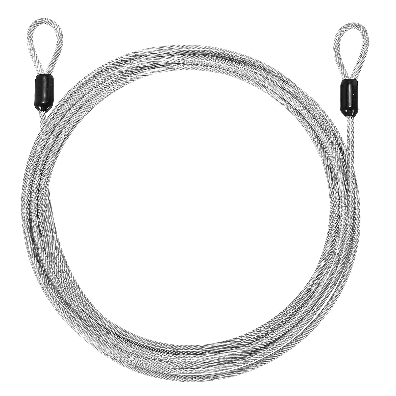 PATIKIL Security Cable Lock (3mm Dia 4.8m 50kg Load Capacity, Silver) Vinyl Coated Stainless Steel Double Loops Flexible Wire Rope Safety Cable Luggage Lock Suit for - Outdoor