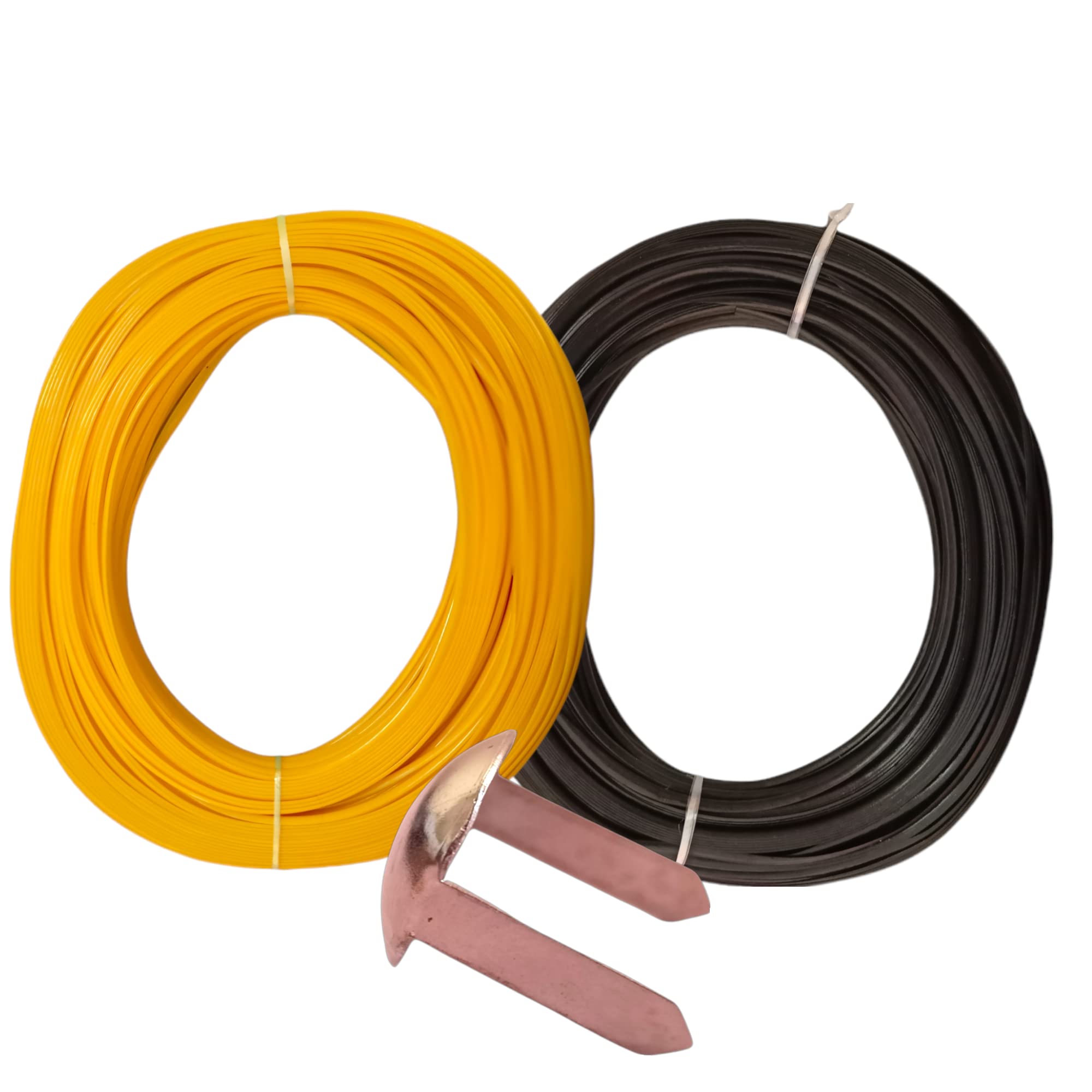 ADW CRAFT'S® Plastic Wire for Basket Making - Yellow+Black (2 Colour + 12 Buttons) - 4mm Gauge - 80m Length - 200g Each - Pack of 2