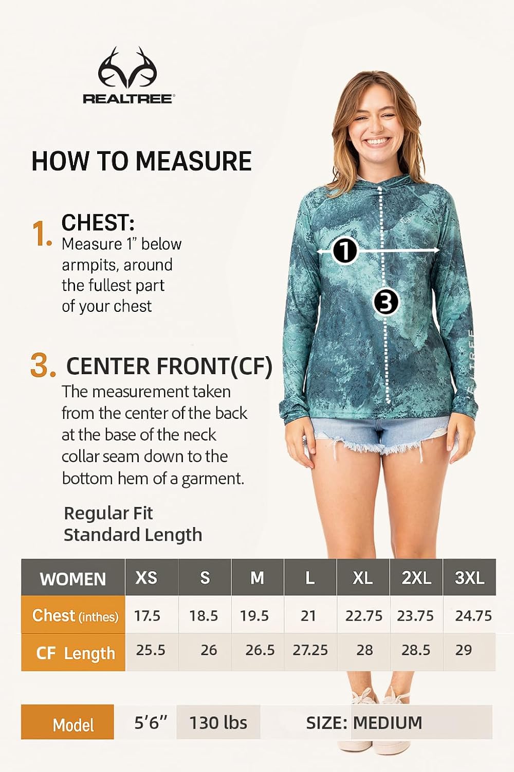 Realtree Women's Fishing UV Protection Raglan Shirts - Moisture-Wicking, Sun Protection for Fishing, Running and Hiking Teal