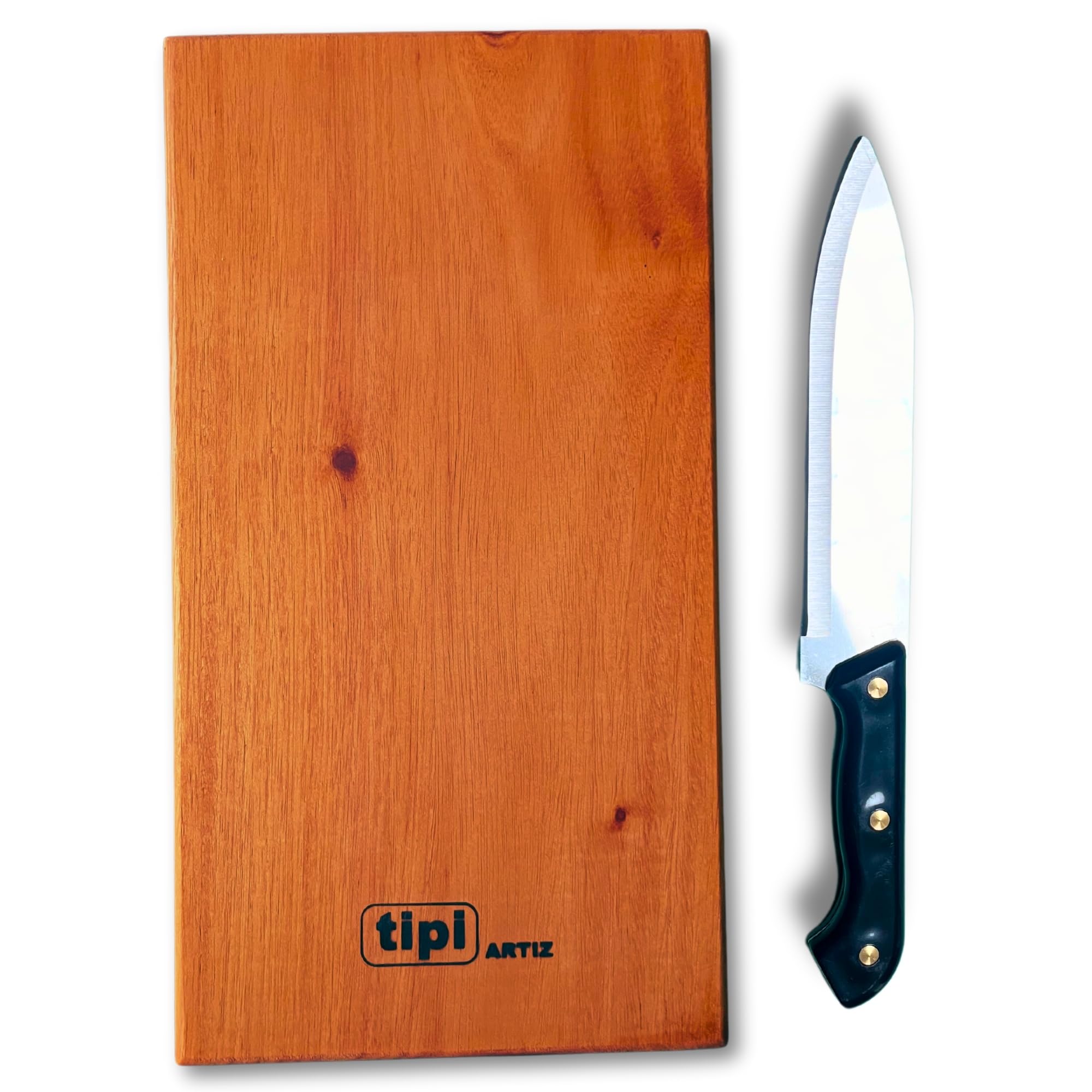 Tipiartiz Mahogany Wood Single Block Cutting/Chopping Board for Kitchen fot Cutting Vegetables, Fruits Serving Platter for Cheese - Large (38 cm x 20.5 cm x 2.5cm)