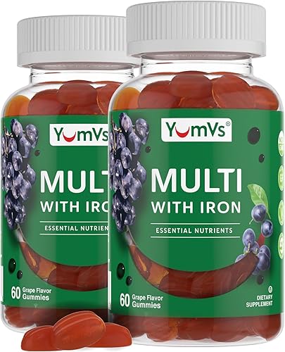 Miniatura 8 de YumVs - Multivitamínico completo y multimineral con gelatinas de hierro (gomas), sabor a bayas (60 quilates) suplemento dietético diario para