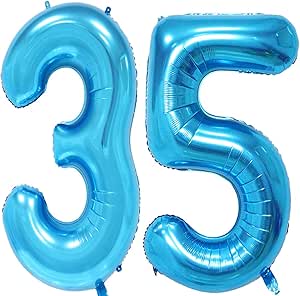 MAGJUCHE 40 Inch Blue Foil Number Balloons - 37th Birthday Helium Party Decorations