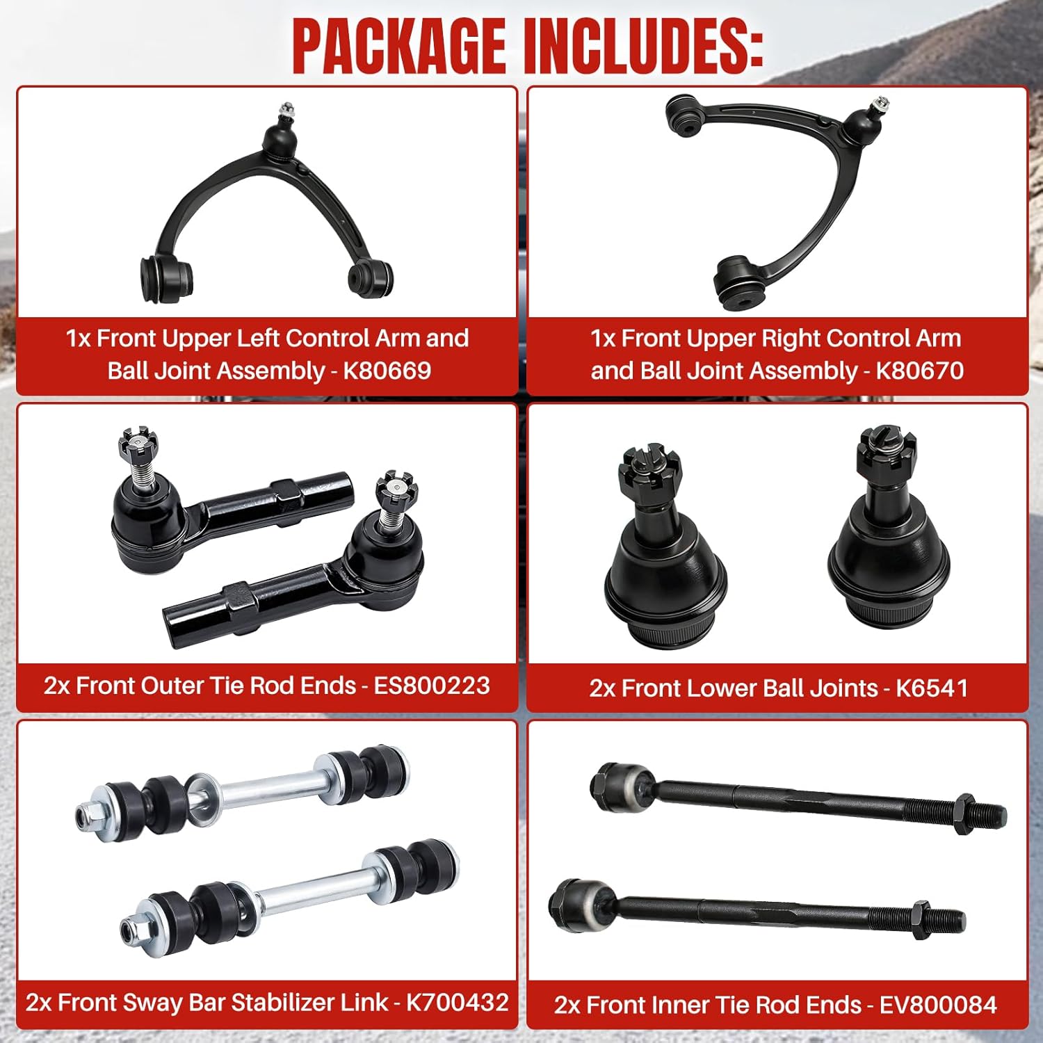 10pc Front Upper Control Arm Suspension Kit replacement for 2007-2014 Cadillac Escalade Chevy Silverado Avalanche Suburban Tahoe GMC Sierra