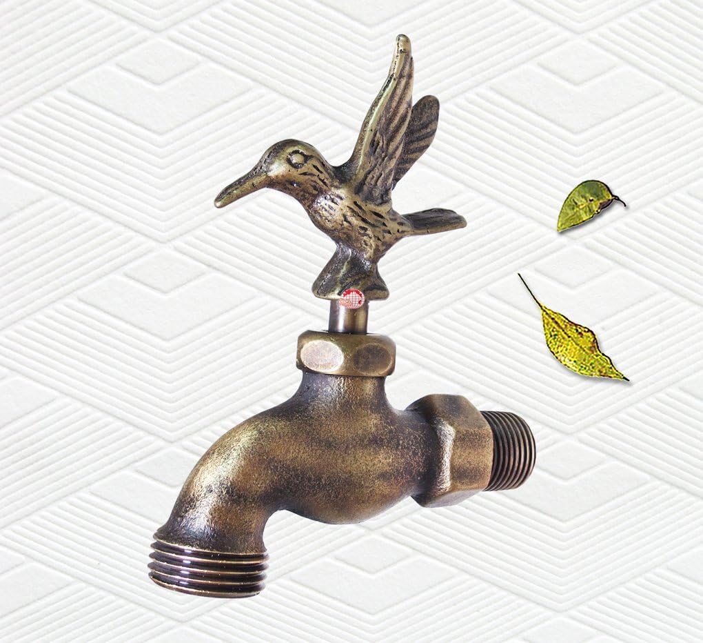 Taiwan Decorative Solid Brass Hummingbird Garden Outdoor Faucet 4" inches L - with a Brass Connecter : Patio, Lawn & Garden