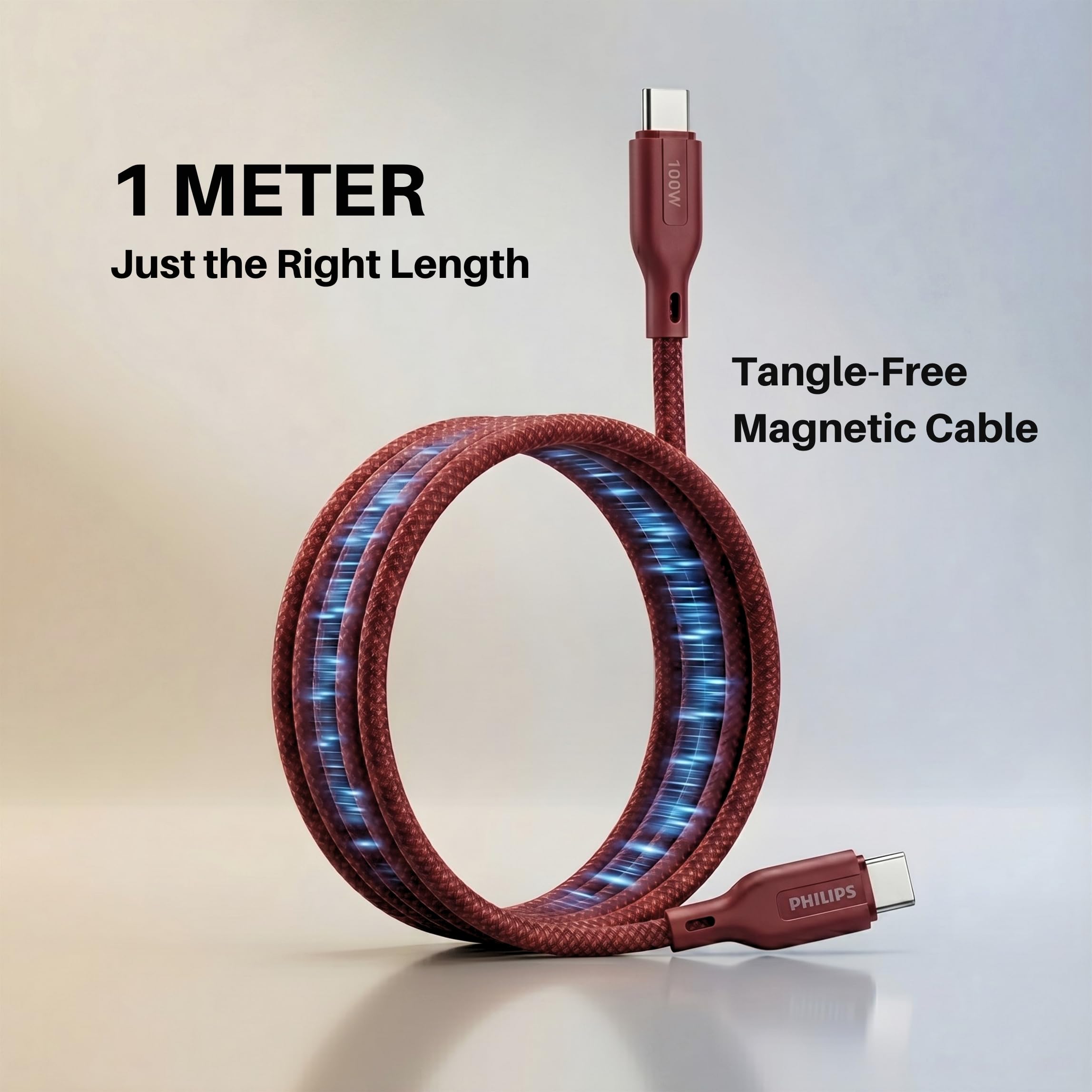 Philips 100W USB-C to USB-C Cable - Magnetic & Fast Charging -4 Philips 100W USB-C to USB-C Cable - Magnetic & Fast Charging -4