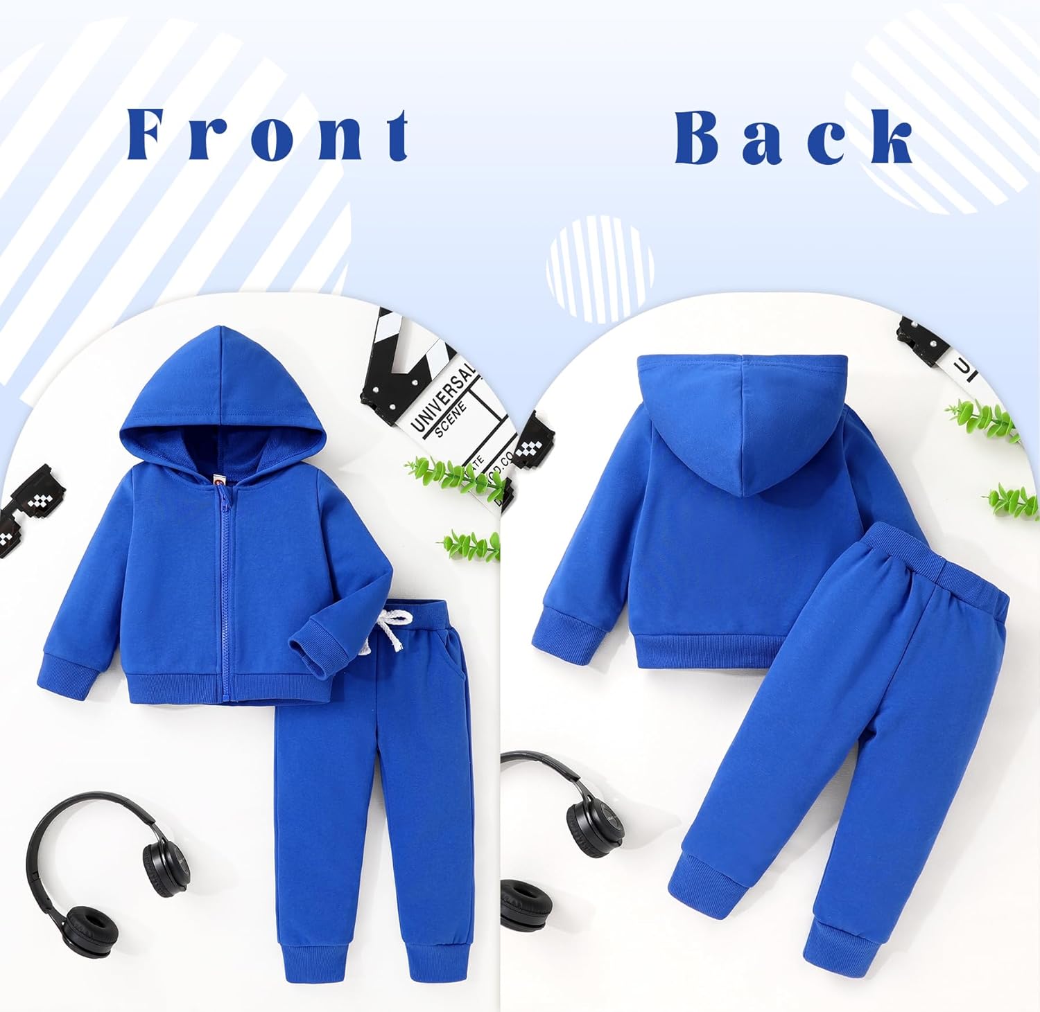 Happy Town Baby Clothes for Girls Boy Solid Color Zipper Hoodie and Sweatpants Outfits Fall Winter Toddler Sweatsuit - Image 2