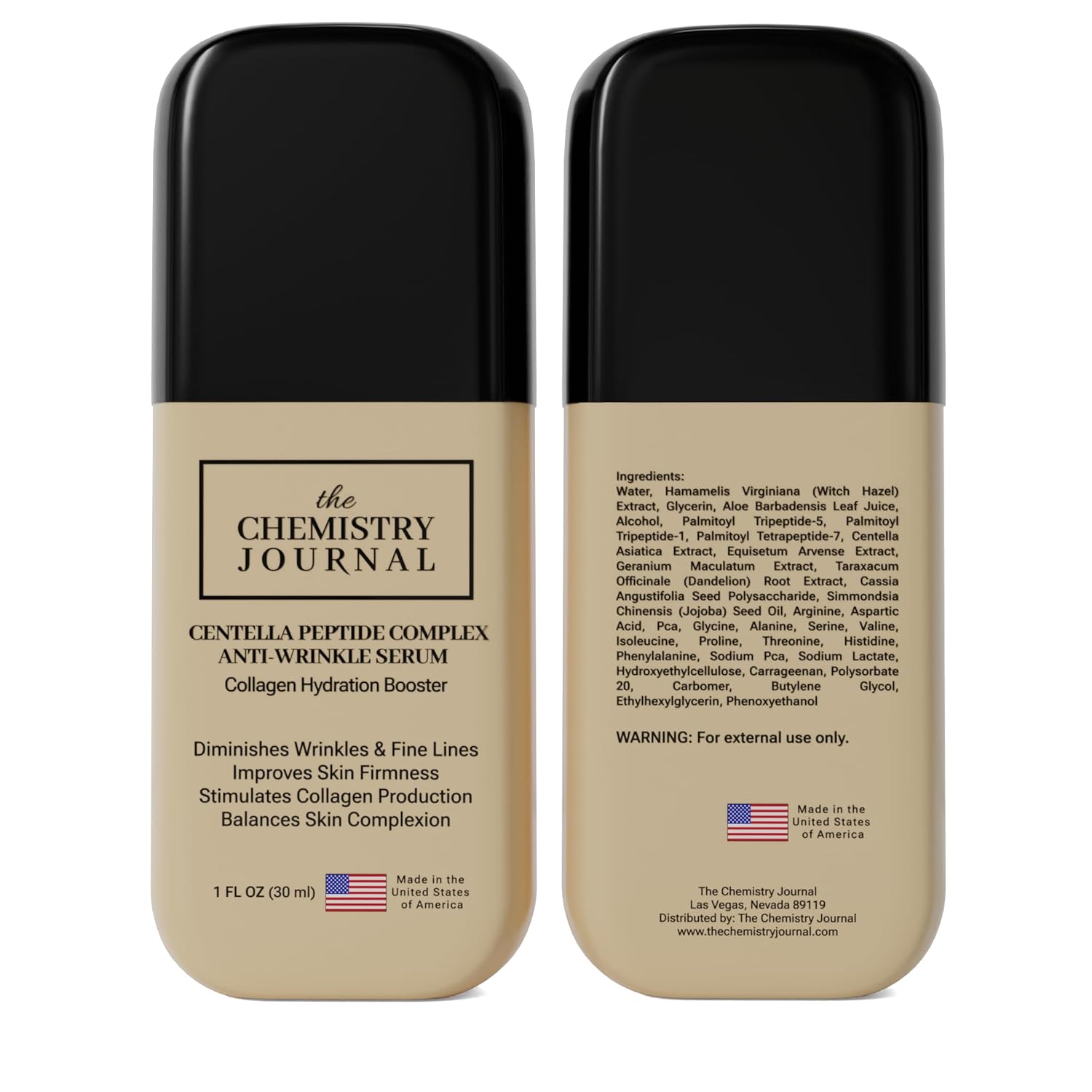 Centella Peptide Complex Anti Wrinkle Serum - Powerful Evening Collagen Hydration Booster, Anti Aging Serum, Tightens Skin, Reduces Fine Lines & Wrinkles. Made in the USA.