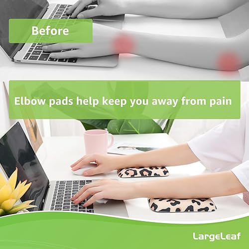 Miniatura 3 de LargeLeaf Almohadilla ergonómica para reposamuñecas y codos para escritorio con espuma viscoelástica y base antideslizante, alivia el dolor de codo,