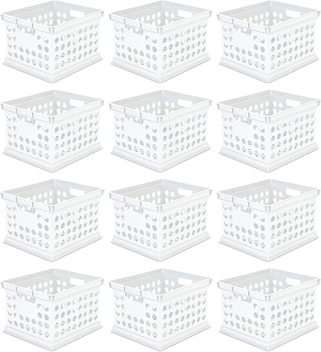 Sterilite Caja organizadora de plástico apilable con asas para el hogar, oficina, dormitorio, garaje u organización de utilidad, color blanco,