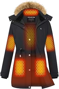 Graphene Heated Parka Jacket Women Rechargeable Battery Pack 18400