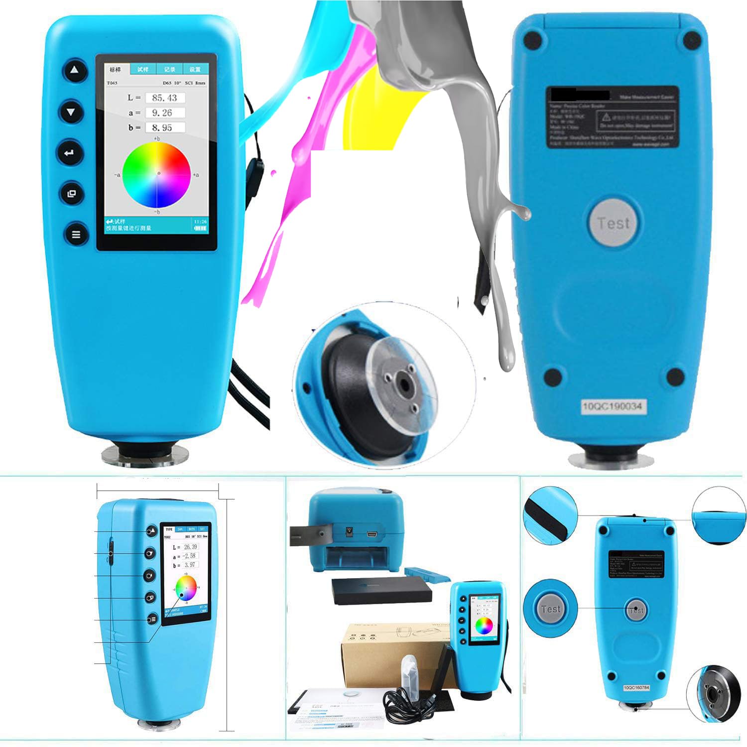 Color Analyzer Colorimeter 4MM Color Difference Meter Tester for Coating Printing Color Screen Display