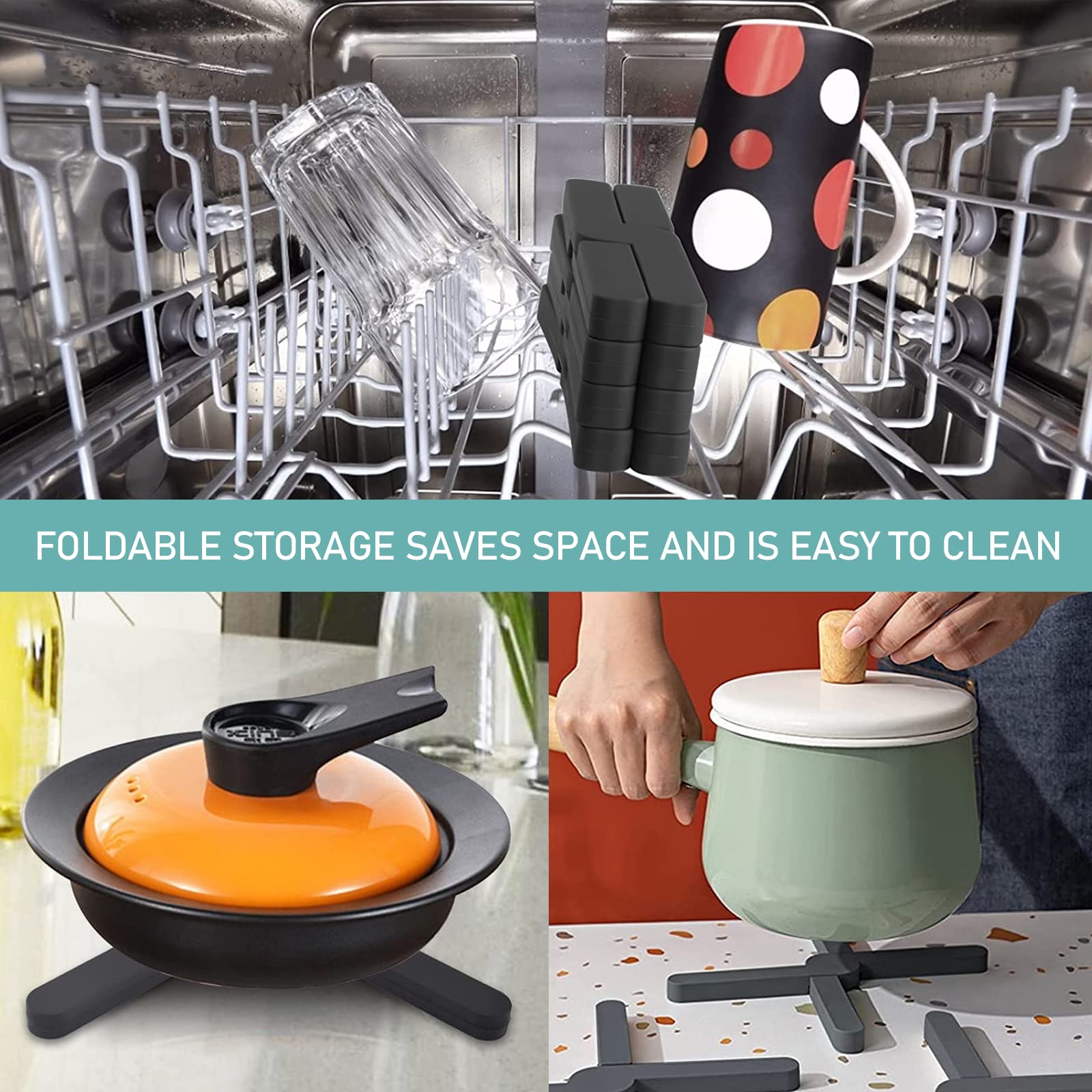 4 Pezzi Sottopentola Silicone, Presine Silicone Da Cucina, Sottopentola