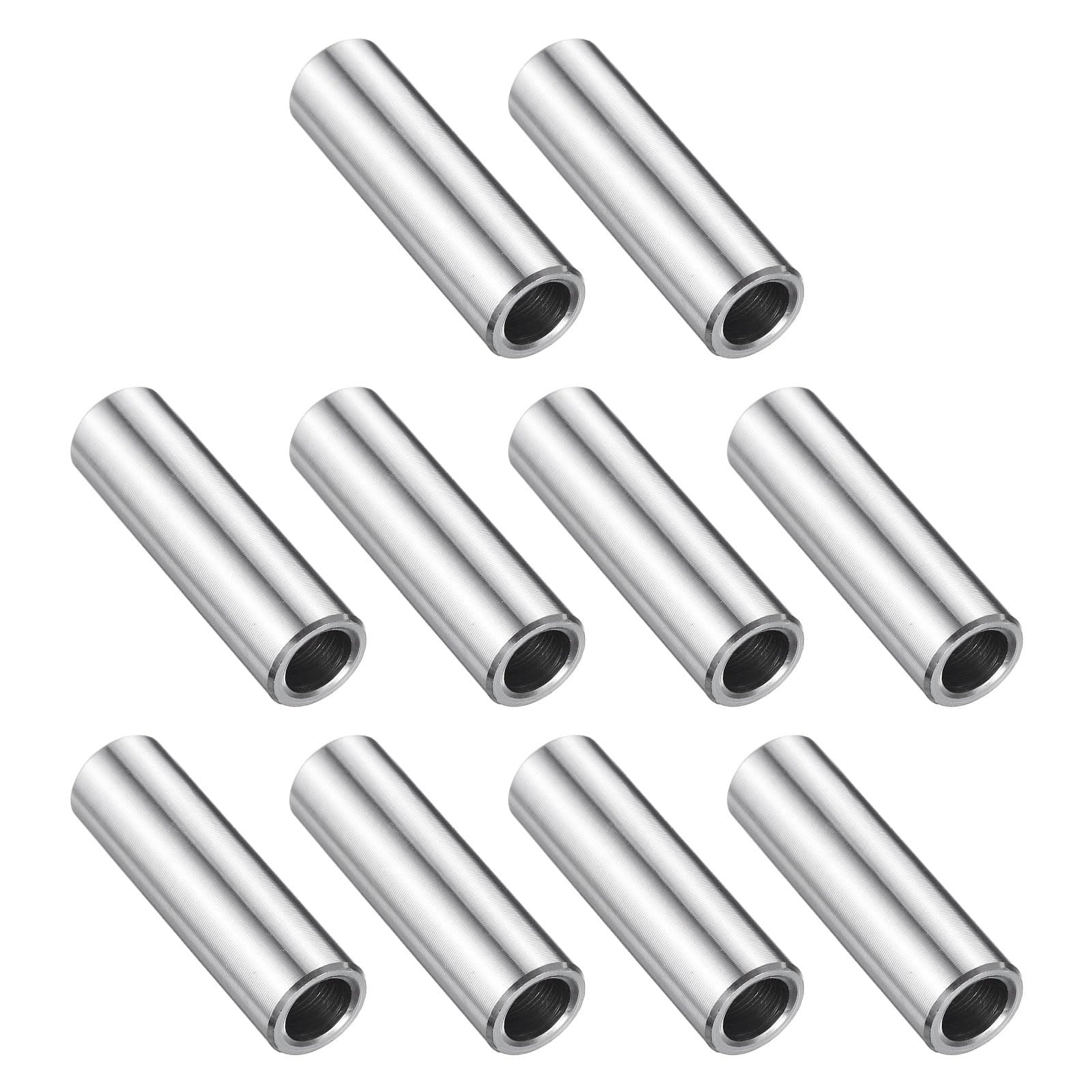 uxcell 10 Pcs Stainless Steel Spacer 1/4" Bore x 3/8" OD x 1-1/8" Length Screw Bushing Plain Finish Round Metal Spacer for 1/4" Screws Bolts and Rods