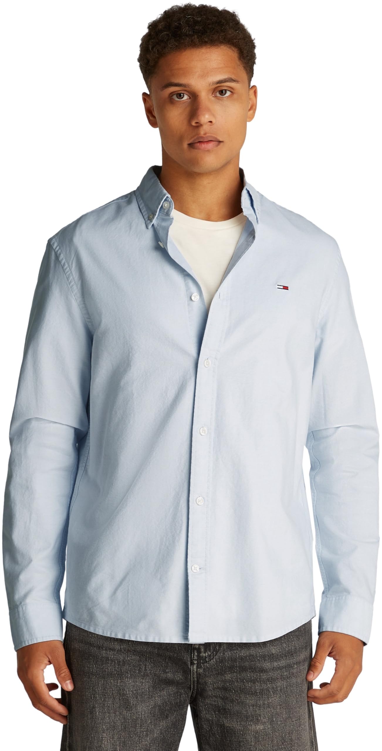 Tommy Jeans Mens TJM Reg Oxford Ext Dm0dm21298 L/S Shirt, Blue (Sweet Blue), S UK