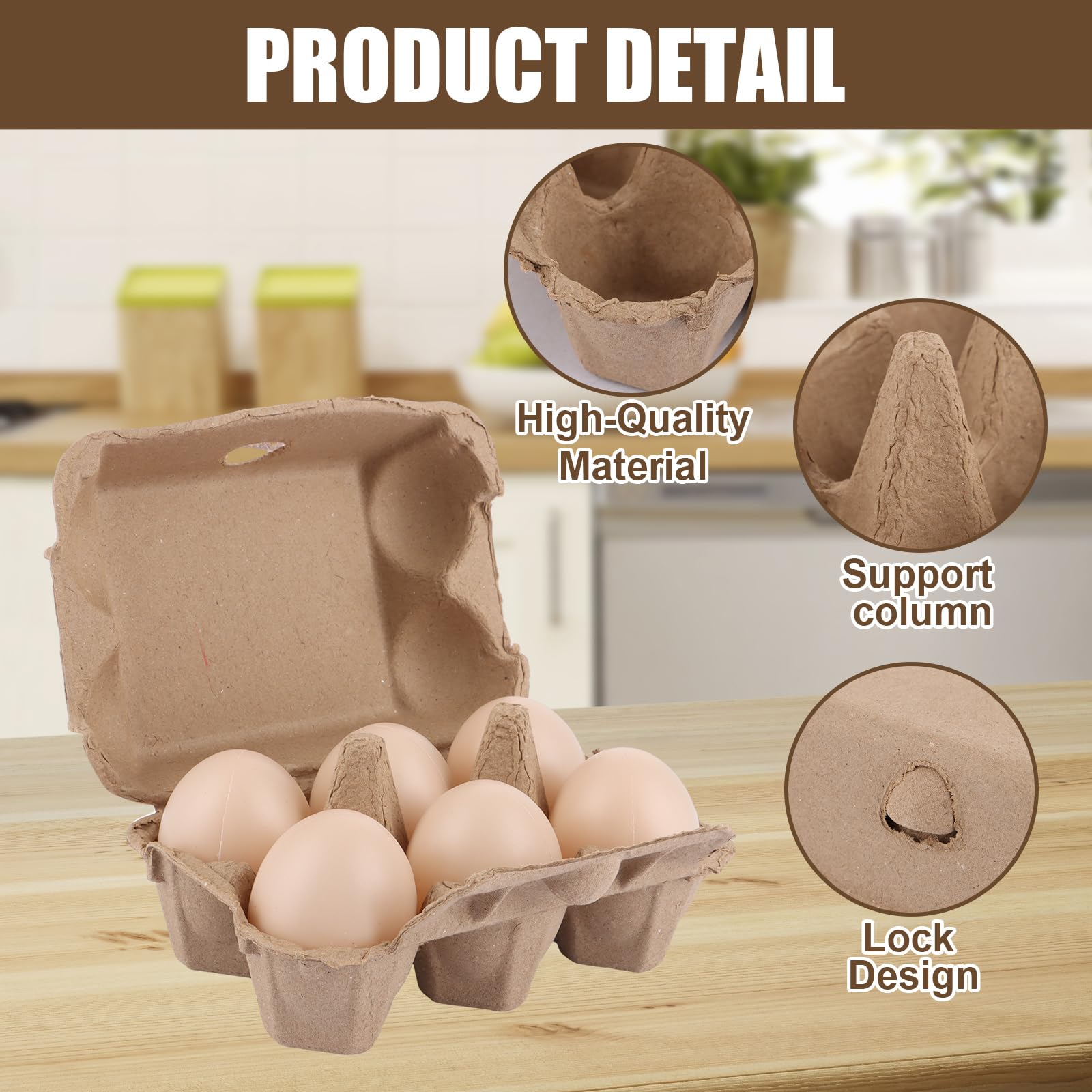 SHUESS 50 recipientes para huevos con tapa, 6 rejillas, de cartón, hueveras, caja para huevos, cartón para huevos de gallina, para huevos de Pascua