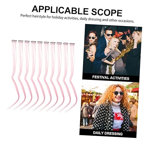 BESTYASH 10pcs Pink Hair Extensions Clip for Women High Temperature Fiber Adjustable Length for Events and Everyday Use(Pink)