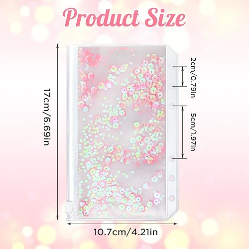 Miniatura 2 de NEWEST 12 piezas A6 con 6 agujeros para carpeta de PVC suave, bolsas sueltas de hojas sueltas, decoración de lentejuelas, sobres de presupuesto para
