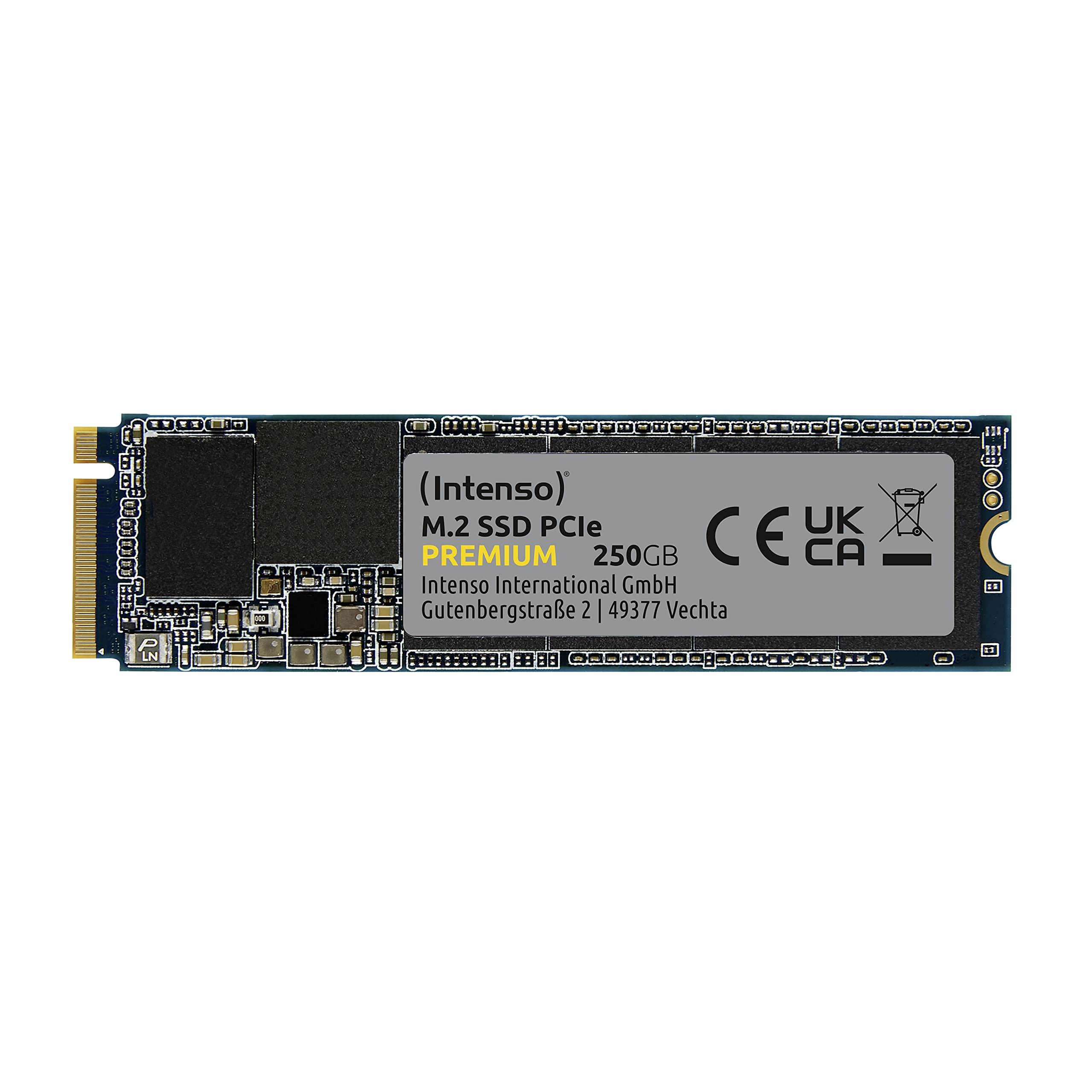 Intenso 3835440 250 GB M.2 SSD PCIe Premium, fino a 2100 MB/s, (PCI Express Gen.3x4 NVMe 1.3, Solid State Drive)