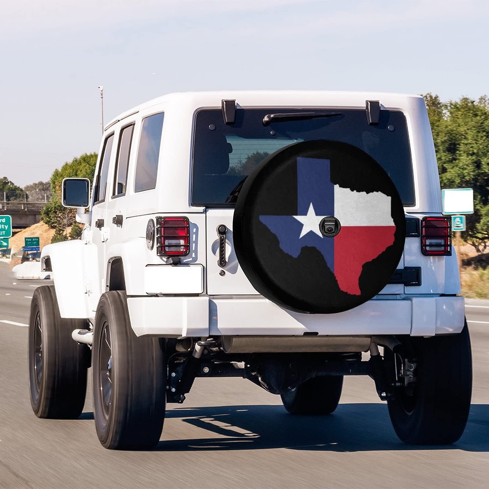 American Flag Spare Tire Cover With Backup Camera Hole - Leather Wheel Cover For Jeep Wrangler JL (Fits 32-34" Tire Diameter) - View #12