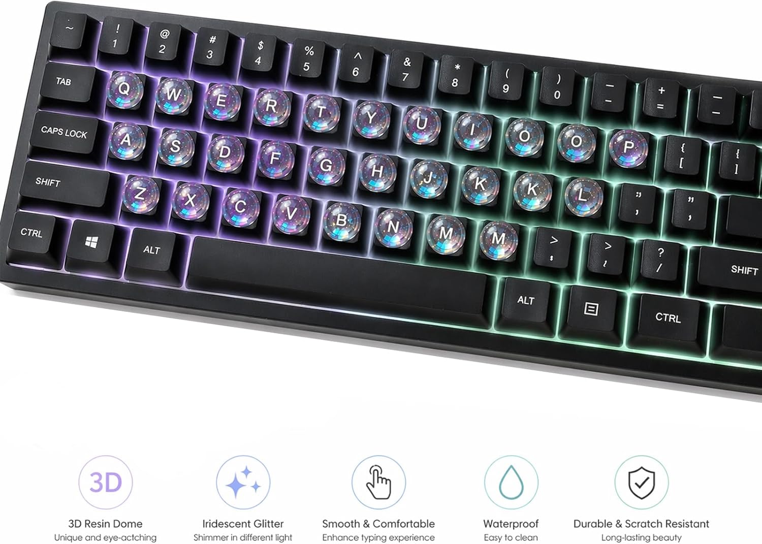 Keyboard Stickers for Long Nails - 60 Pcs Clear Raised Key Bubbles, Nail-Friendly Typing, Protect Nail Art, Reusable No Residue, for Desktop Keyboard, Laptop & Calculator