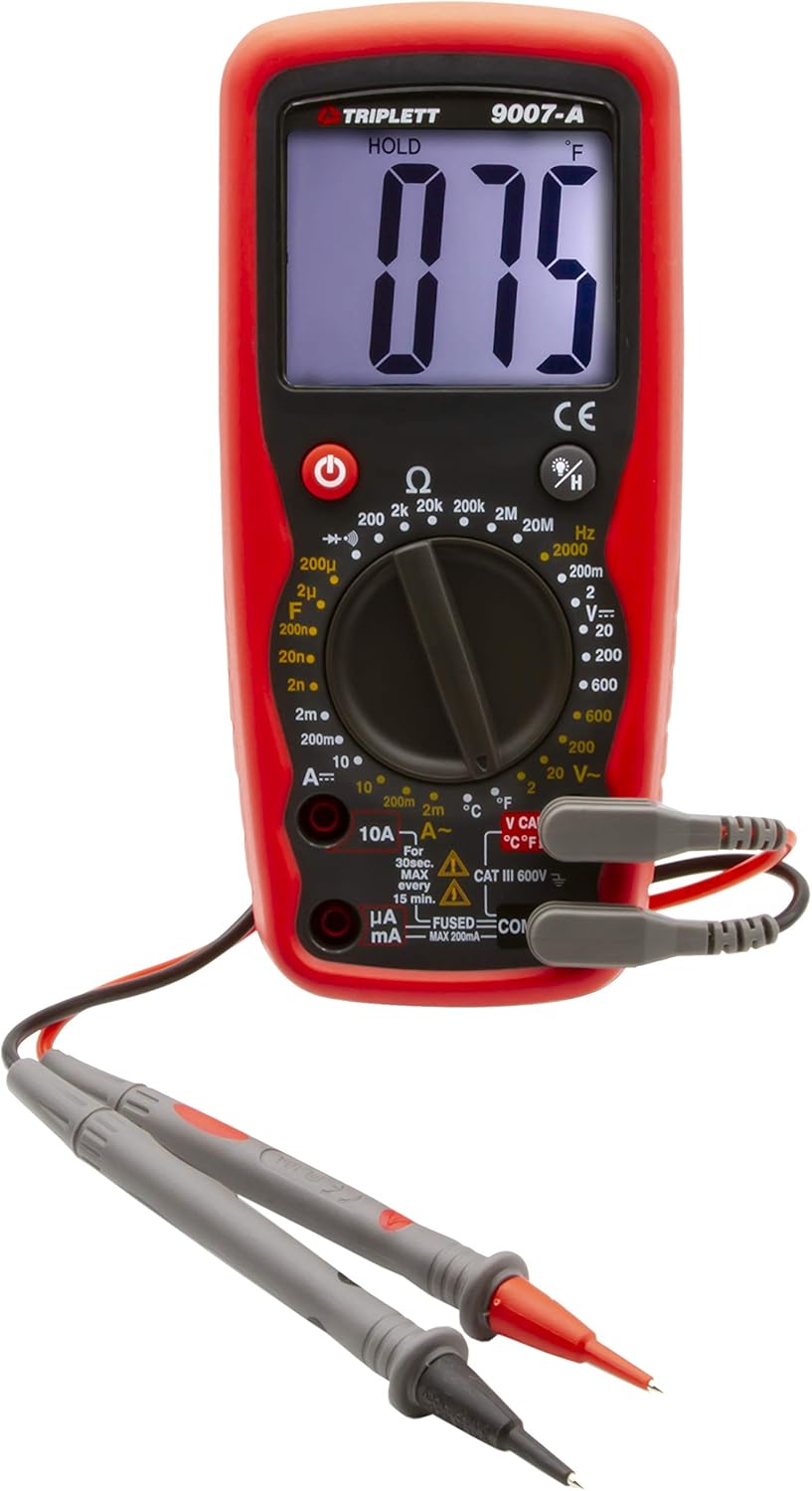 Crazy Deals Triplett High Performance 2000 Count Digital Multimeter - AC/DC Voltage, AC/DC Current, Resistance, Continuity, Diode Test, plus Temperature, Frequency and Capacitance (9007-A) Weekly Top Sale Triplett High Performance 2000 Count Digital Multimeter - AC/DC Voltage, AC/DC Current, Resistance, Continuity, Diode Test, plus Temperature, Frequency and Capacitance (9007-A)