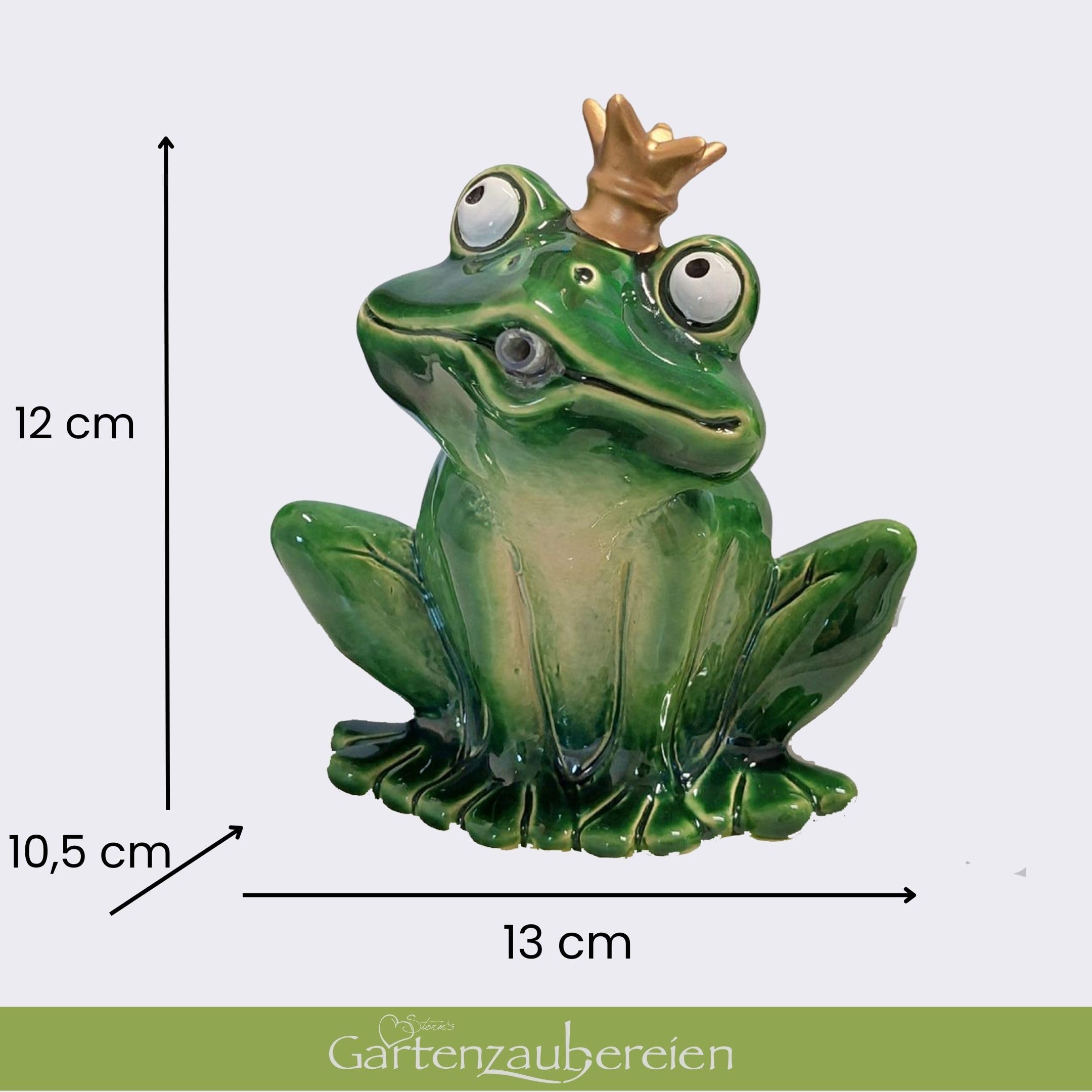 Storm's Gartenzaubereien Wasserspeier Frosch mit Akku Solarpumpe 16cm aus Keramik Laufzeit ohne Sonne 4-5 Stunden
