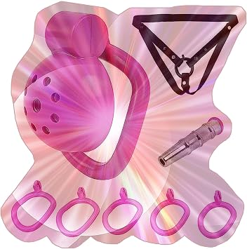 Mini Protection Cover Cage Set with 5 Sizes Rings, Male Protection Cage Devices with Metal Tube and Adjustable Belt -USHA45 BPurple