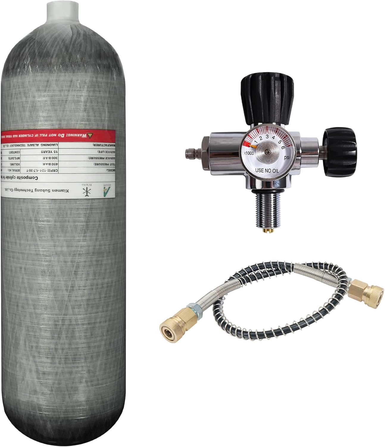 TUXING 4500Psi Carbon Fiber Paintball HPA Air Tank, 4.7L Carbon Fiber Air Tank with Pcp Filling Regulator Valve for Pcp Air Rifle Scuba Tank (Empty Bottle), M18*1.5 (4.7L Tank+Station C)