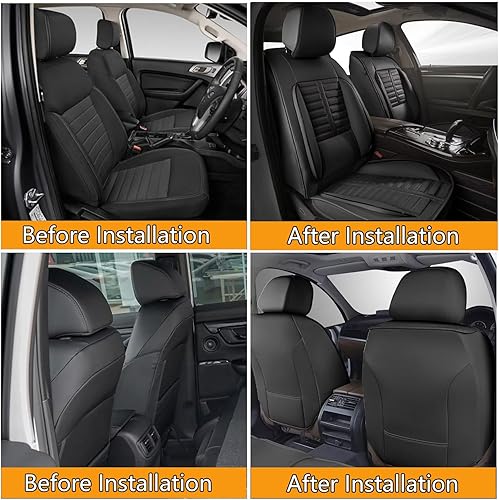 Miniatura 7 de Funda de asiento para automóvil para Mitsubishi Outlander Sport 2011-2023, piel sintética, 2 asientos delanteros, accesorios interiores, fundas de