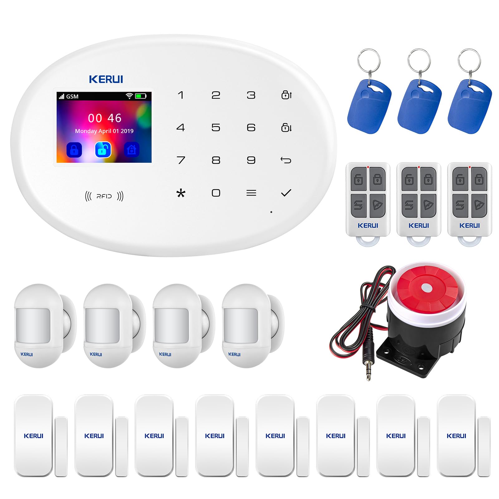 KERUI Sistema de Alarma de Seguridad para el Hogar, Kit de Alarma WiFi+gsm 4G con Alerta de Aplicación de Teléfono, Sensor de Puerta/Ventana, Control Remoto para el Hogar, Apartamento