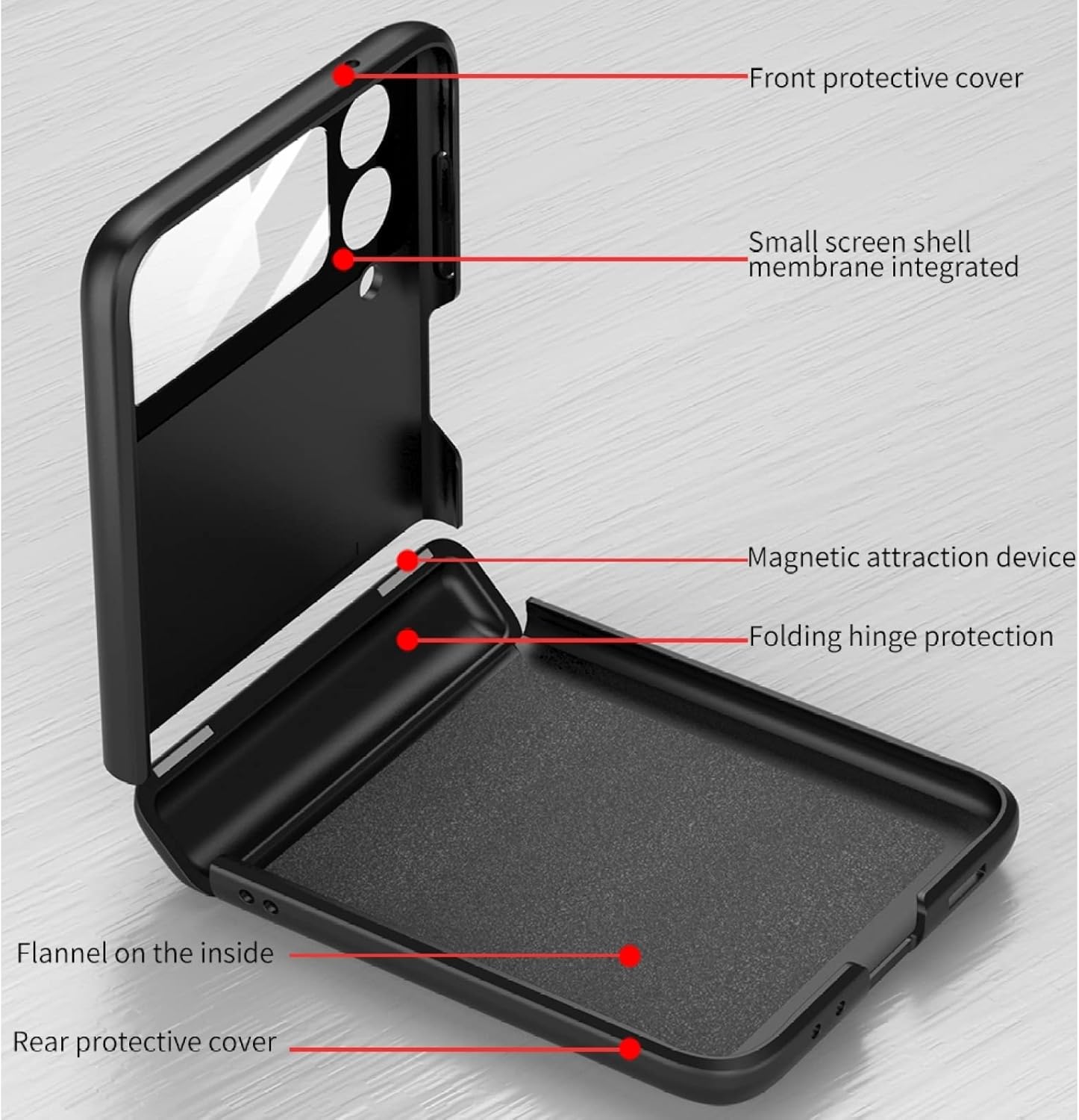 Magnetic Folding Case for Samsung Galaxy Z Flip 4 2022 5G, All-Inclusive Phone Protective Cover for Z Flip4, Anti-Drop Full Sticker Shell with Capacitance Pen