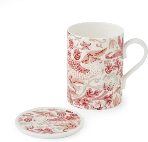 Spode Morris & Co Madder Mug & Coaster Set - 12oz Coffee & Tea Drinkware Set for Home Entertaining & Kitchen Tableware, Perfect for Gifting, Tabletop Styling & Everyday Use