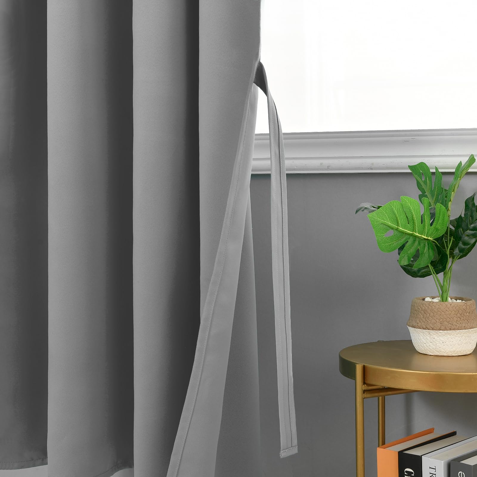 JIUZHEN Curtains with Ruffle Tape, Blackout Curtains, Living Room Curtain, Opaque Curtains, Bedroom, Thermal Curtain, Grey - Image 3