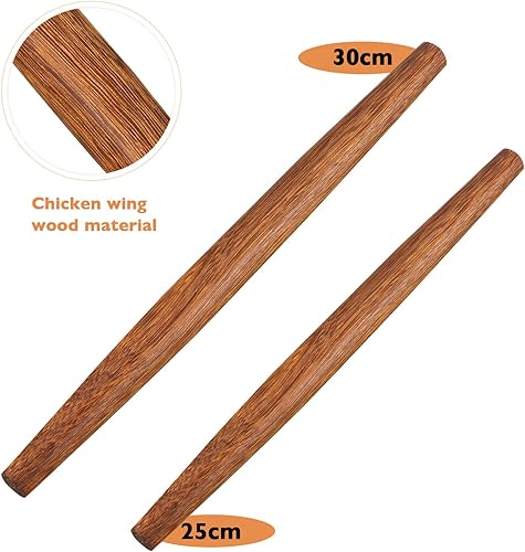 Miniatura 3 de Rodillo de madera para hornear largo con soporte de palillos para fondant, corteza de pastel, galletas, pastelería, 2 uds