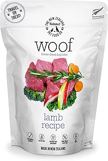The New Zealand Natural Pet Food Co. Woof Freeze Dried Dog Food - Lamb Recipe, High Protein, Dog Food Topper & Dog Treats, All Life Stages, 1.76 oz
