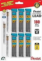 Pentel Super Hi-Polymer 0.7mm HB Lead Refills Bulk Pack: 180 Leads + 12 Latex-Free Erasers for Mechanical Pencils