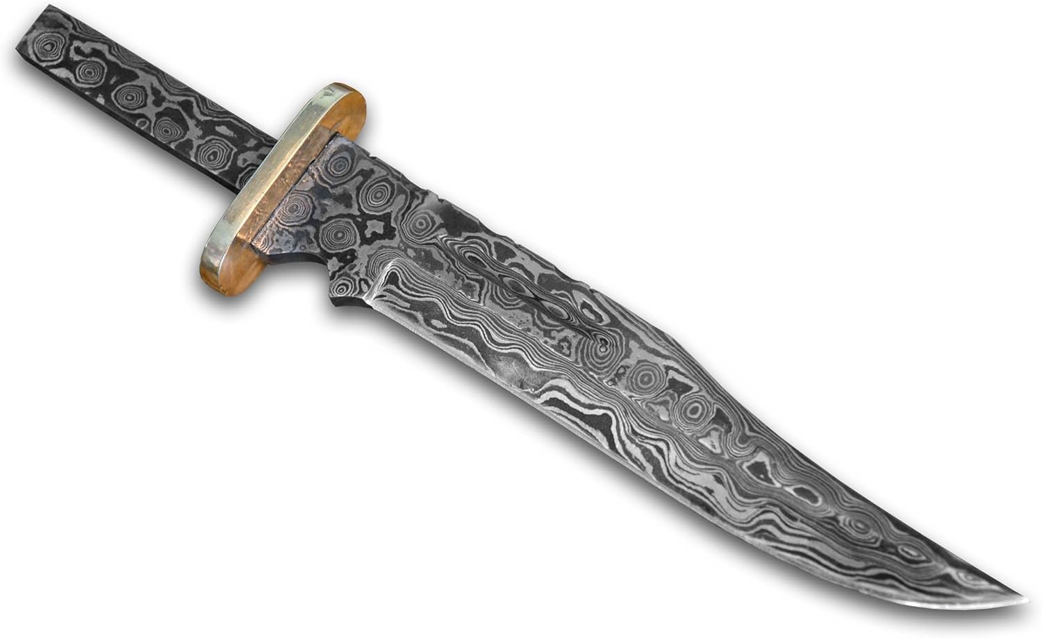 Large Clip Point Damascus Knife Blank +Brass Finger Guard for Custom Making Knives Blade Blades Blanks Hunting