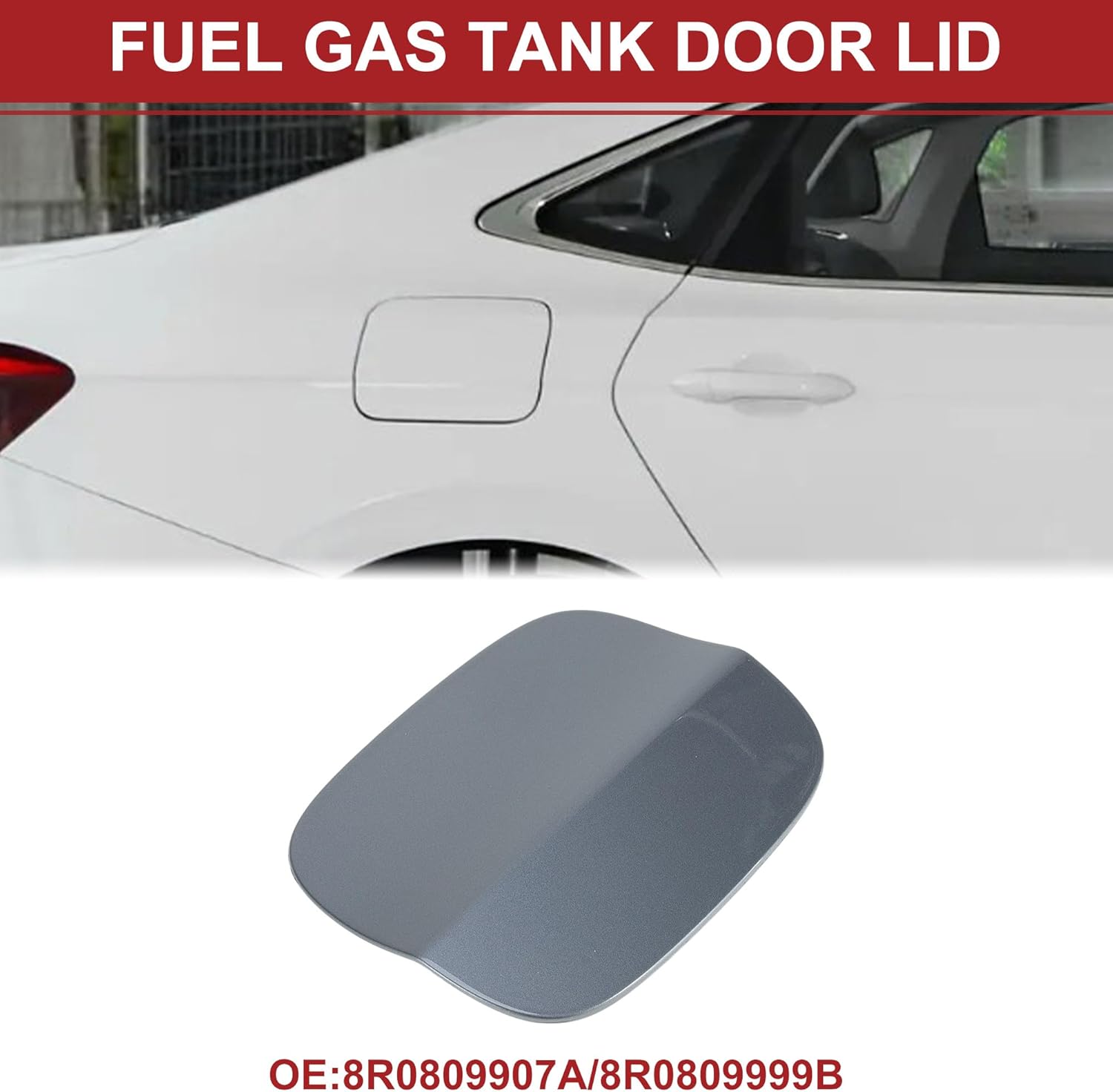 ACROPIX Fuel Tank Door Cap for Audi Q5 8RB 2010-2016 Fuel Filler Flap Cover for Audi SQ5 8RB 2013-2017 Clip Type No.8R0809907A/8R0809999B Gray ABS