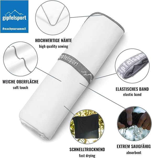 Gipfelsport Asciugamano in Microfibra | Telo da Mare e da Viaggio | Si Asciuga Velocemente, è Leggerissimo e Salva Spazio | per Bambini, Uomini e Donne - 2