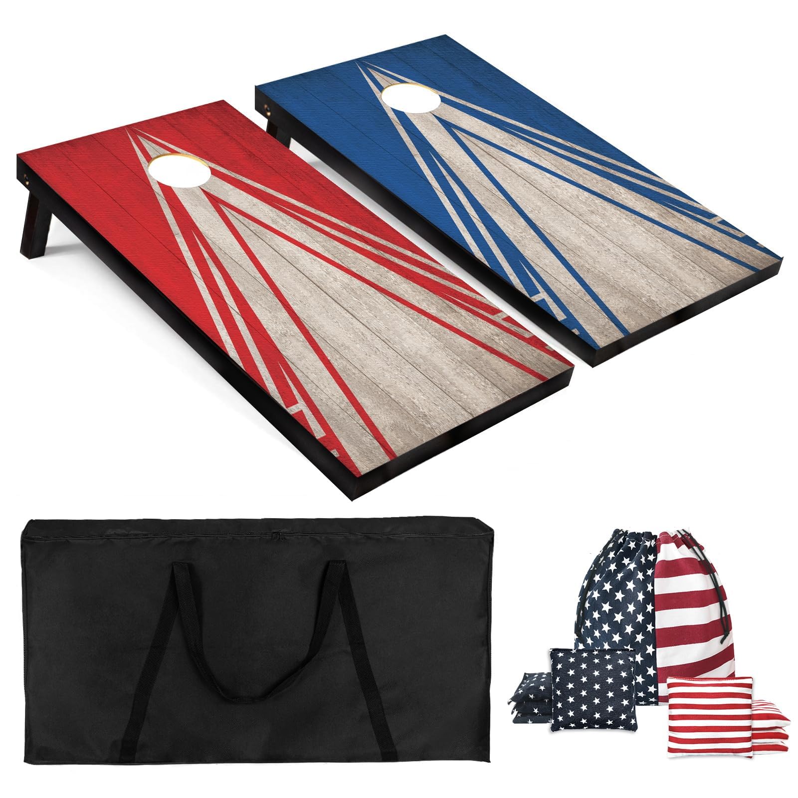 Cornhole Board Set 4x2 Regulation Size Cornhole Set with Carrying Bags & 8 Bean Bags Corn Hole Boards Bean Toss Game for Adults Family Outdoor Lawn